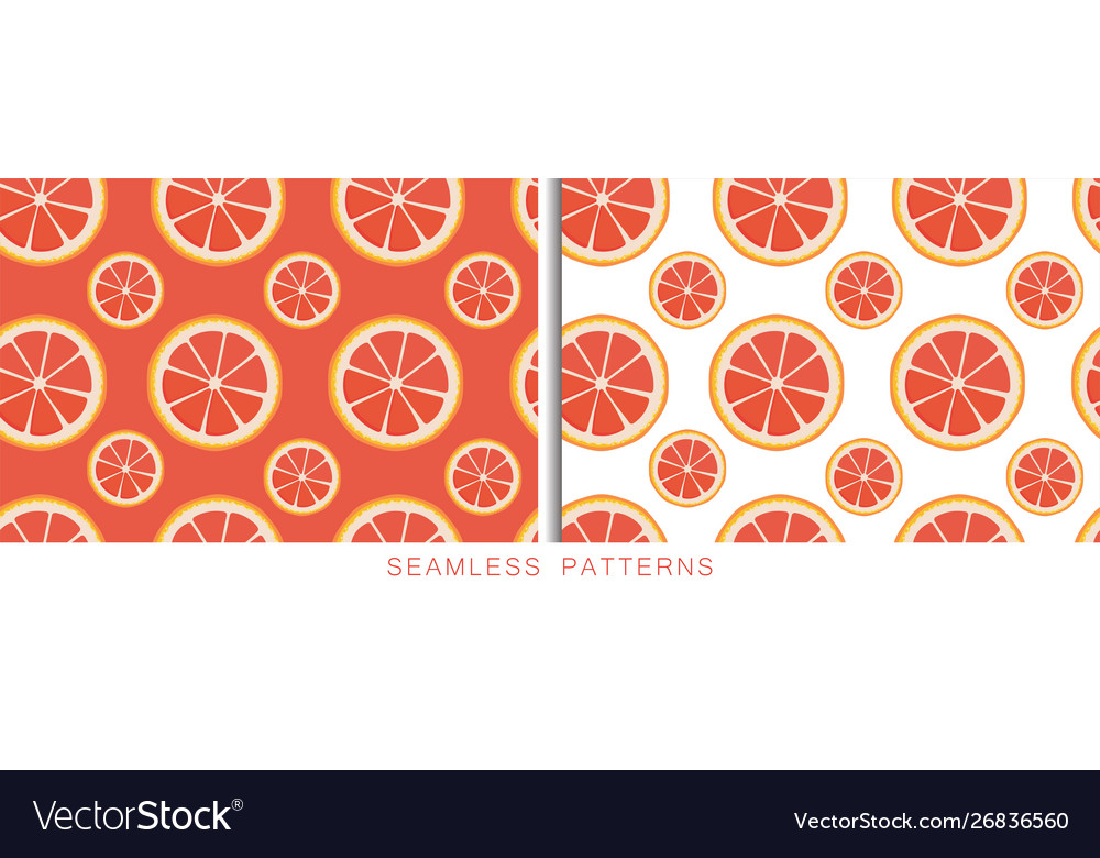 Set seamless patterns with grapefruit vector image Set seamless patterns with grapefruit