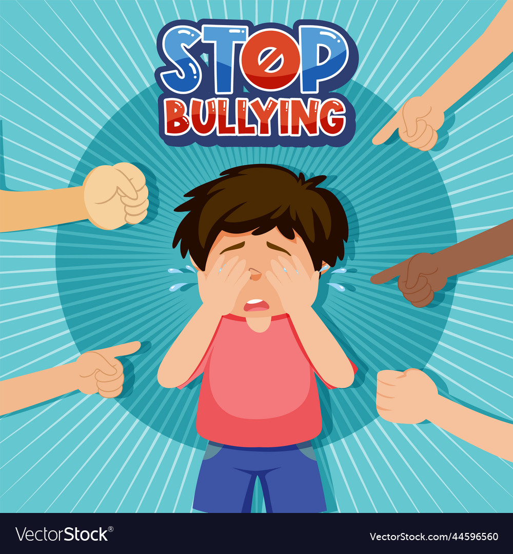 Stop bullying text with kid surrounded Royalty Free Vector