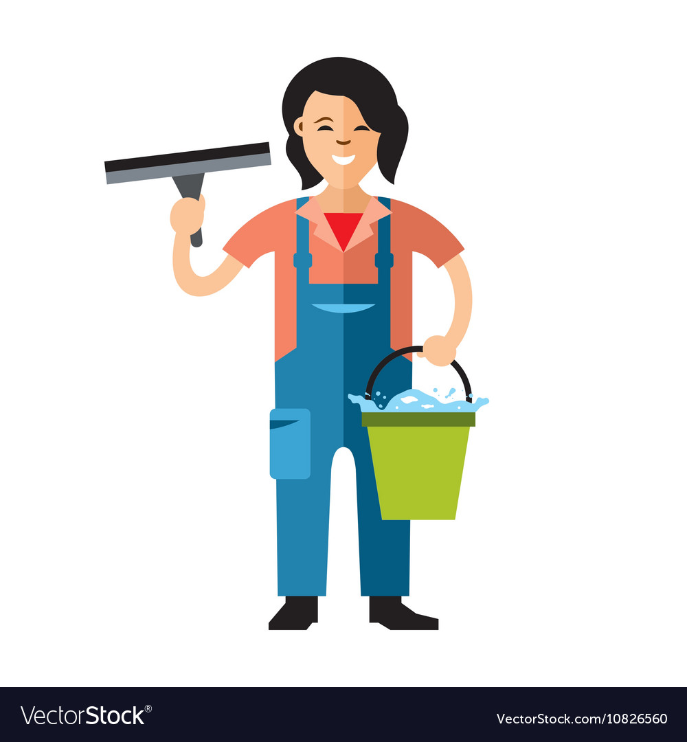 Window washer Cleaning service Flat style Vector Image