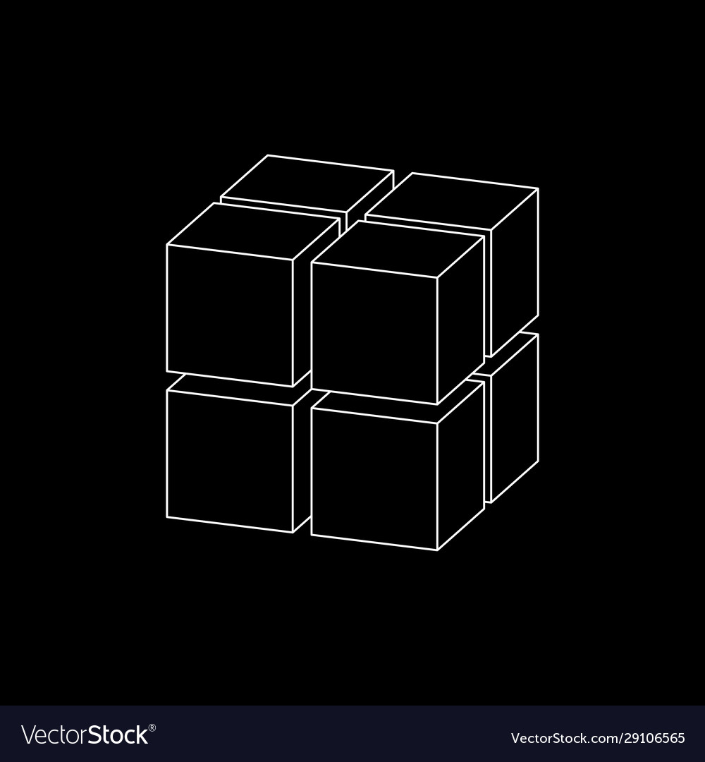 Abstract 3d cube from cubes dimetric projection