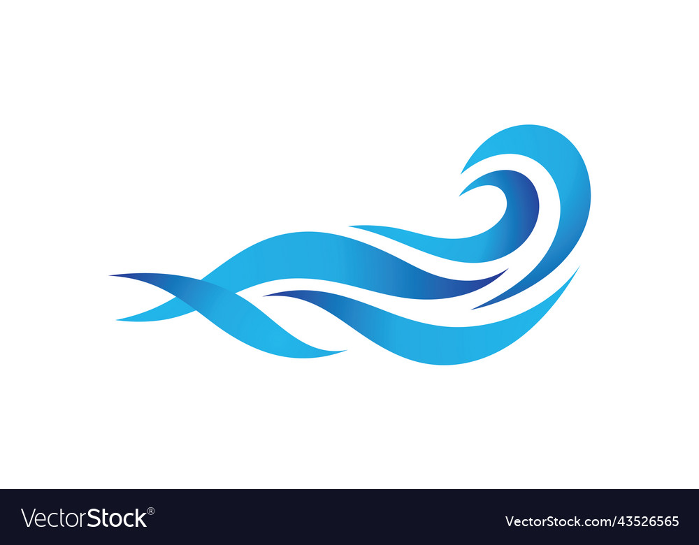 Abstract blue sea waves - concept logo sign vector image Abstract blue sea waves - concept logo sign