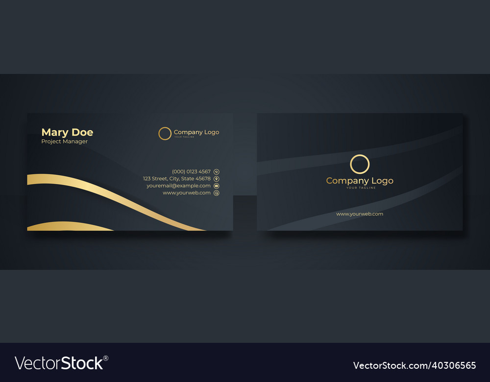 Black and gold business card design template Vector Image