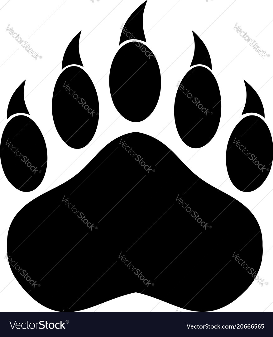 Black bear paw with claws Royalty Vector Image