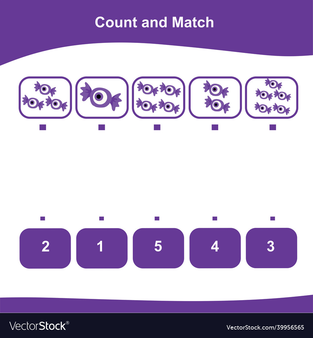 Count and match worksheet for kids