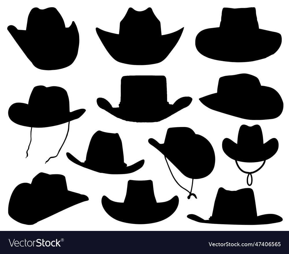 Cowboy hats silhouette bundle Royalty Free Vector Image