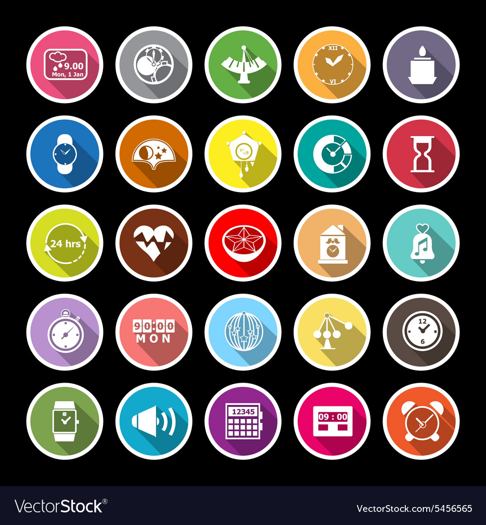Design time flat icons with long shadow