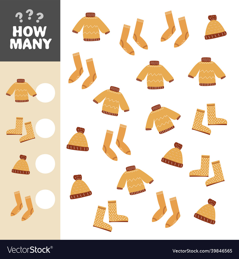 Fall counting game with warm clothes math
