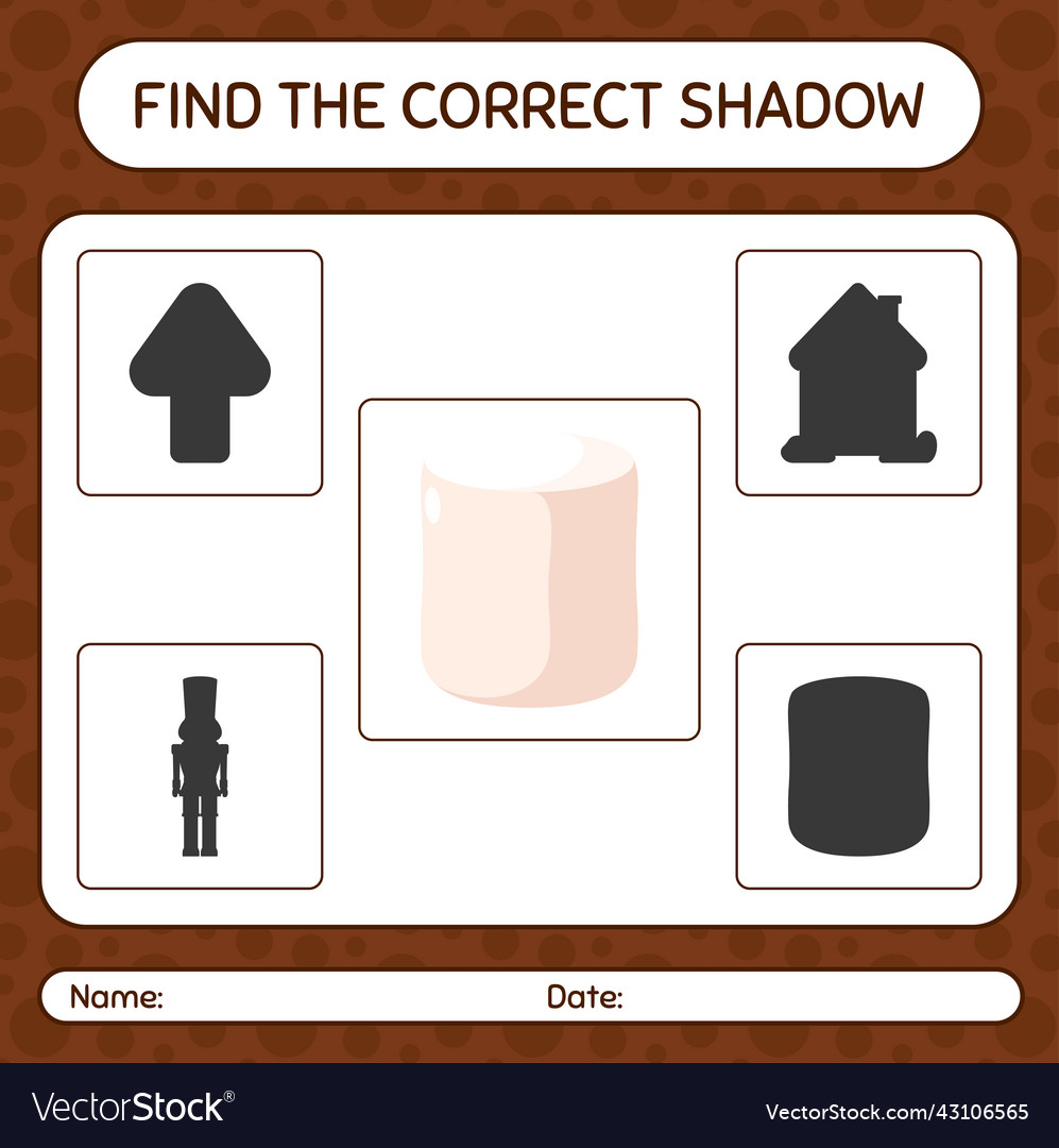 Find the correct shadows game with marshmallow vector image Find the correct shadows game with marshmallow