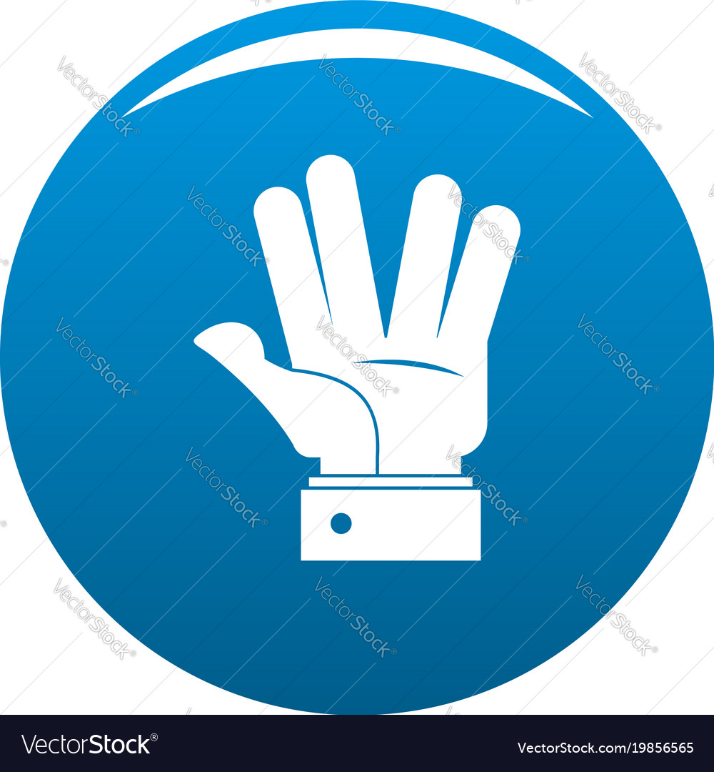 Hand hello icon blue Royalty Free Vector Image