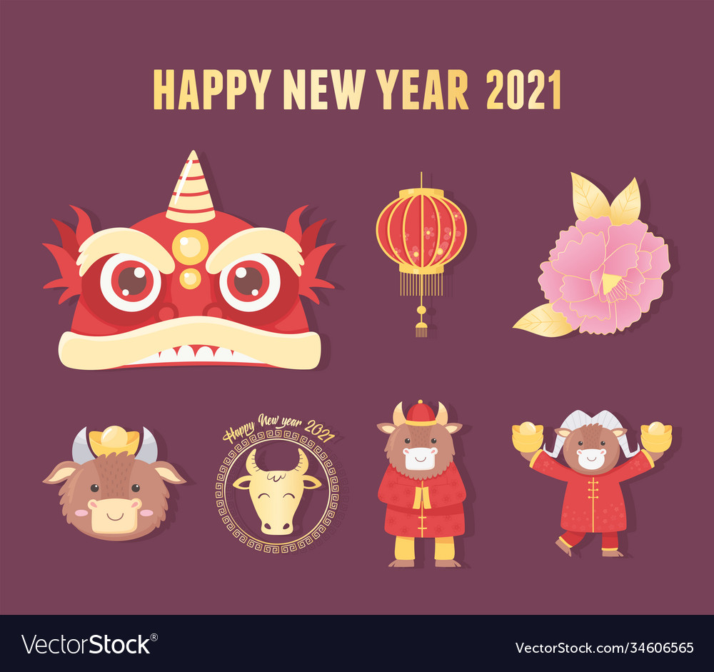 Frohes neues Jahr 2021 chinesische Einladungskarte