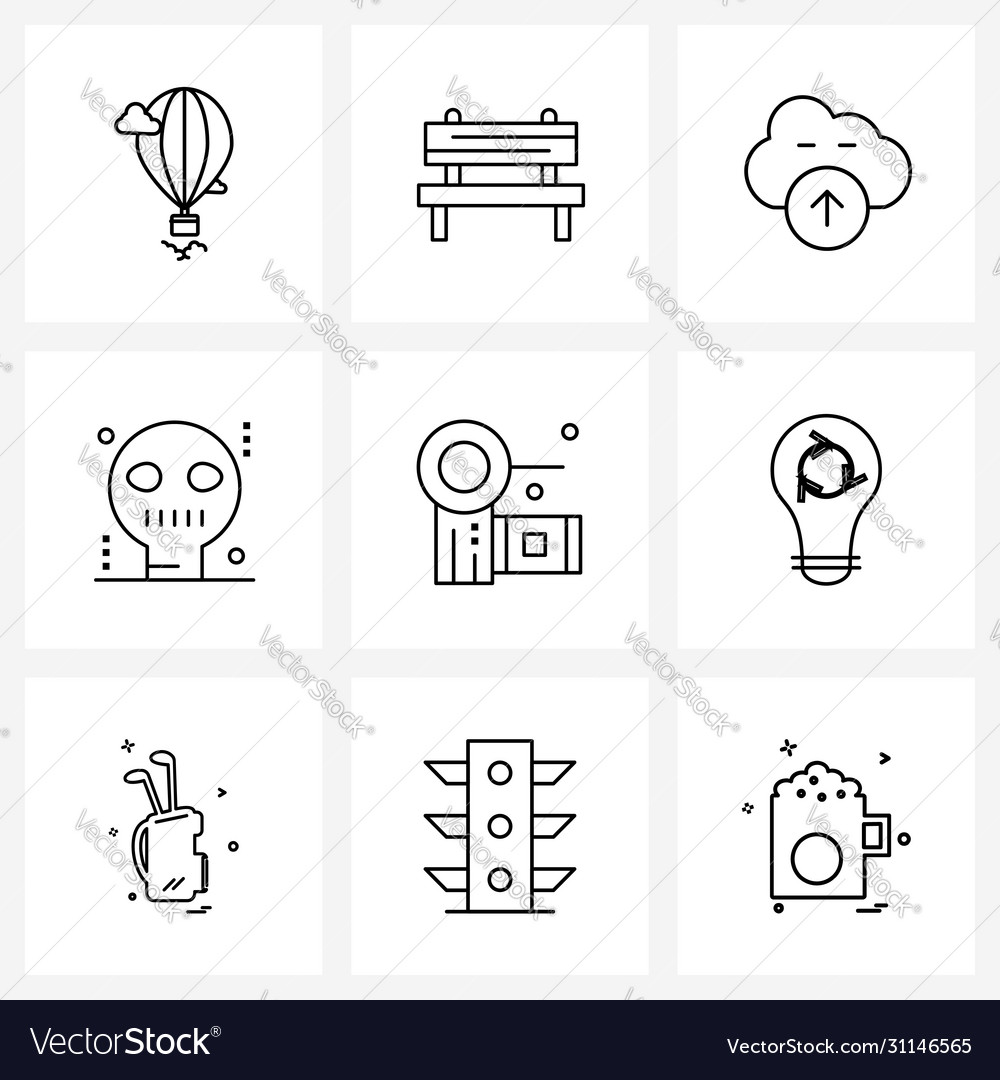 Modern style set 9 line pictograph grid based