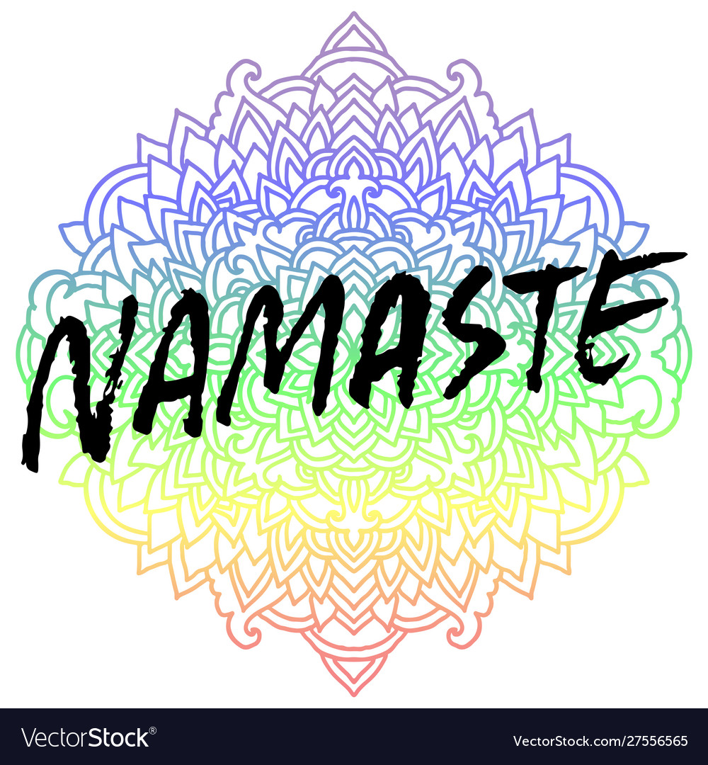 Namaste moderne trockene Pinsel Schrift auf mandala vector image Namaste moderne trockene Pinsel Schrift auf mandala