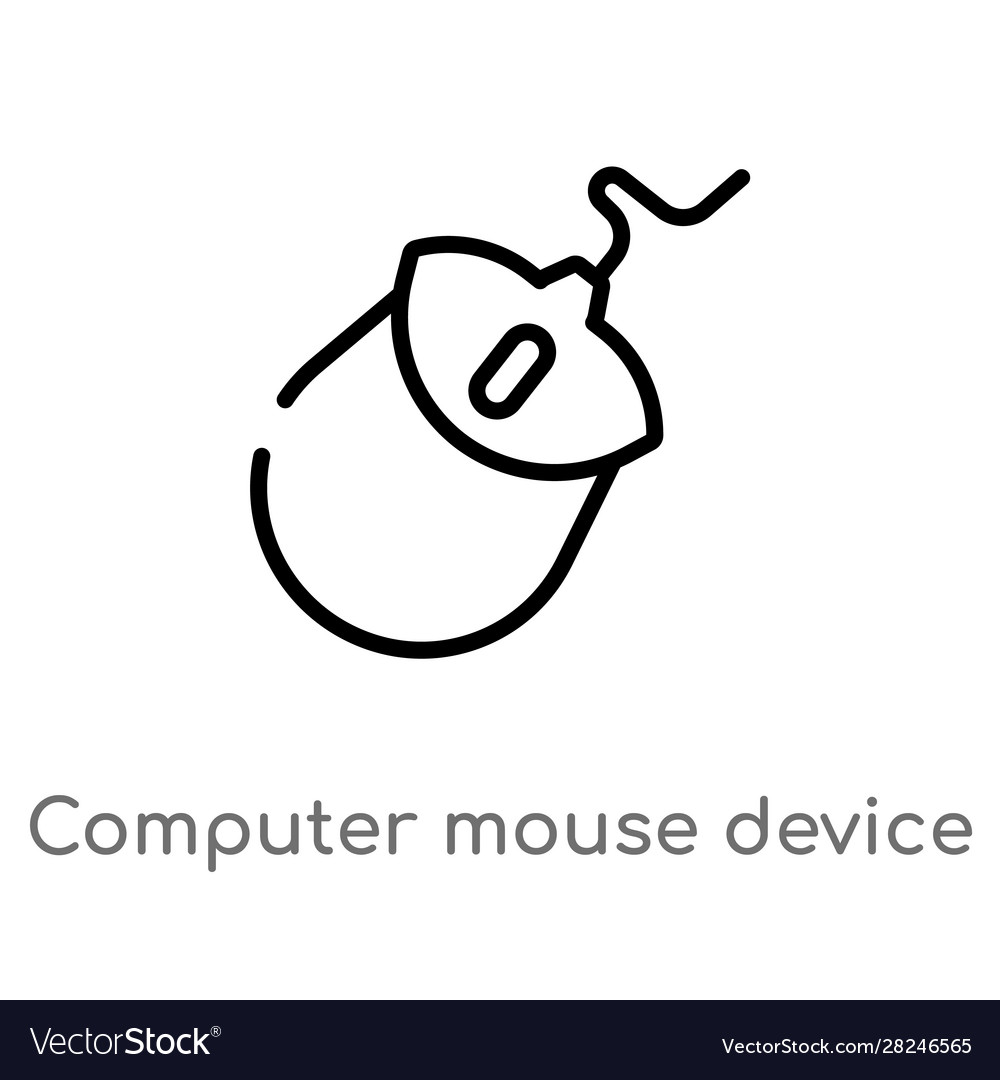 Outline computer mouse device icon isolated black