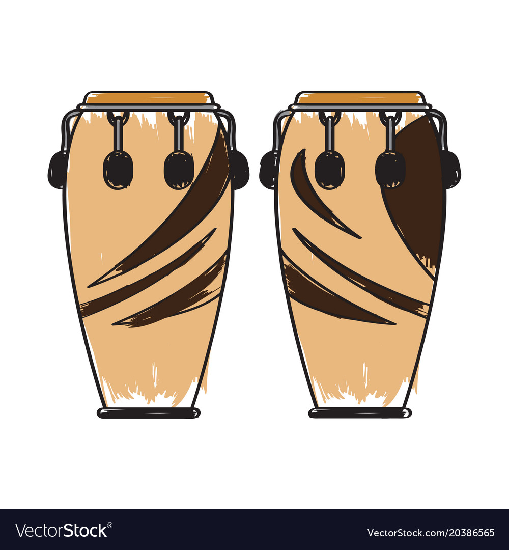 Pair conga drums musical instrument Royalty Free Vector