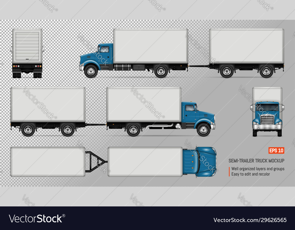Truck With Trailer Mockup Royalty Free Vector Image
