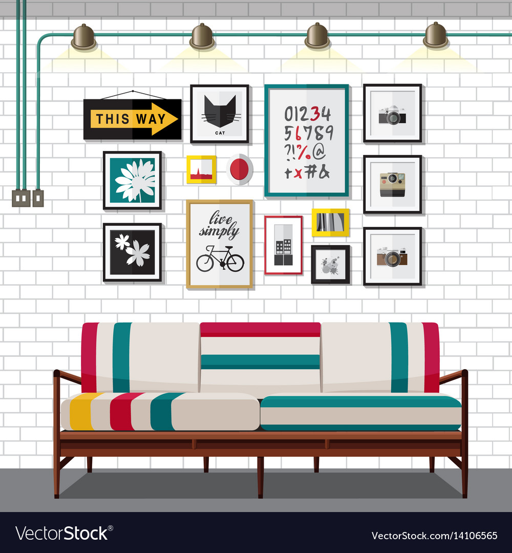 White Country Living Room Royalty Free Vector Image