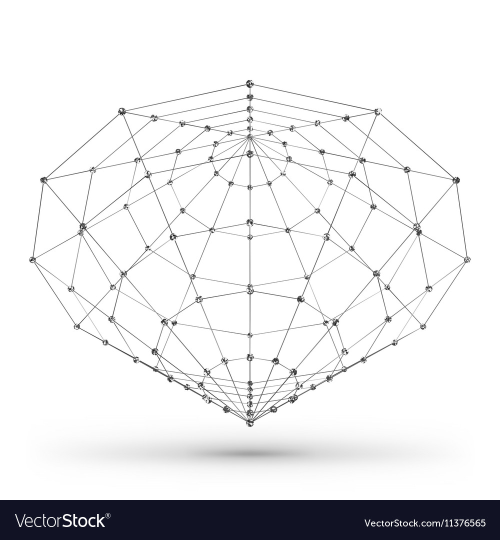 Wireframe polygonal geometric element cone