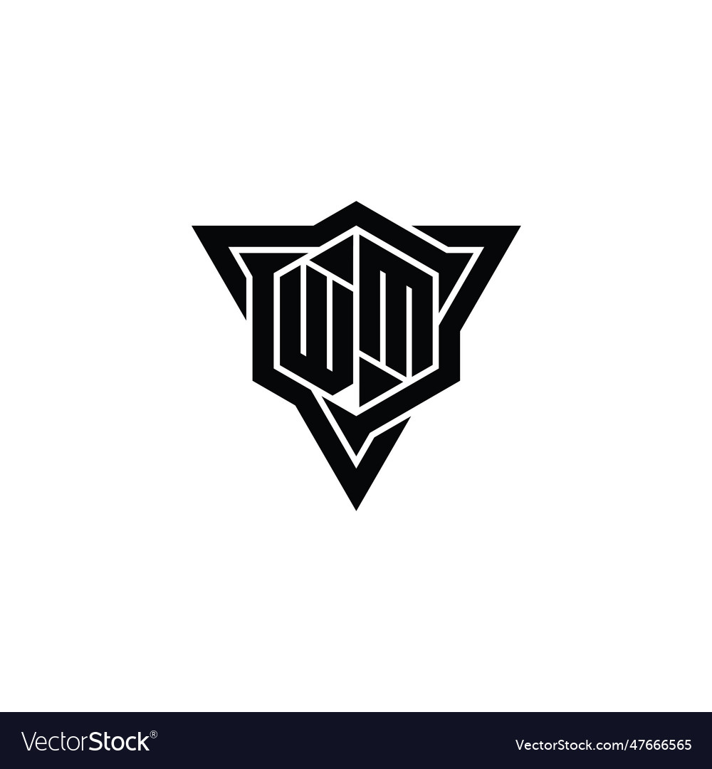 Wm logo monogram hexagon shape with triangle