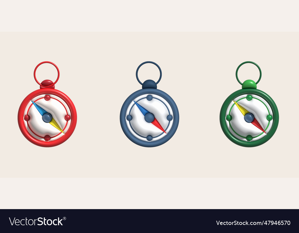 3d compass tool navigation device object vector image 3d compass tool navigation device object