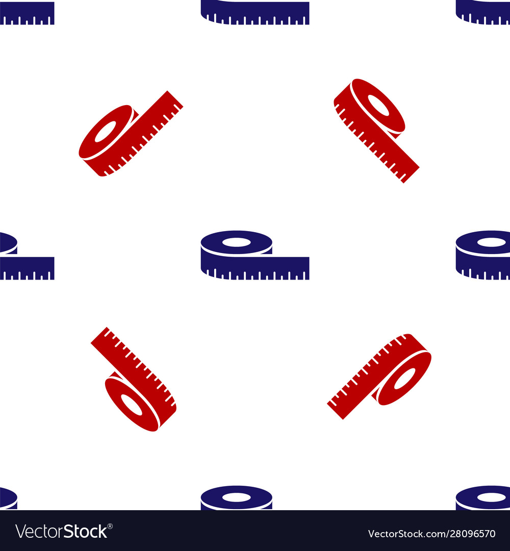 Blue and red tape measure icon isolated seamless