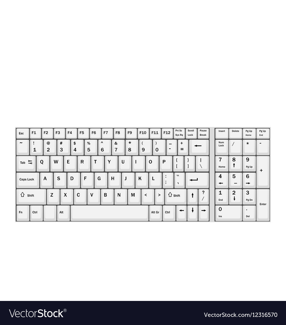 Computer realistic white keyboard isolated Vector Image