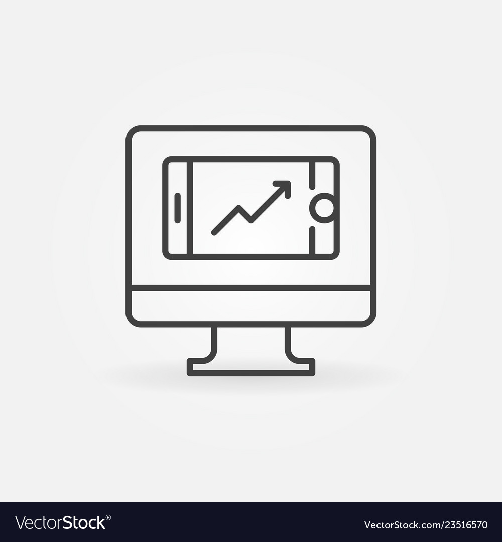 Computer with smartphone outline icon Royalty Free Vector