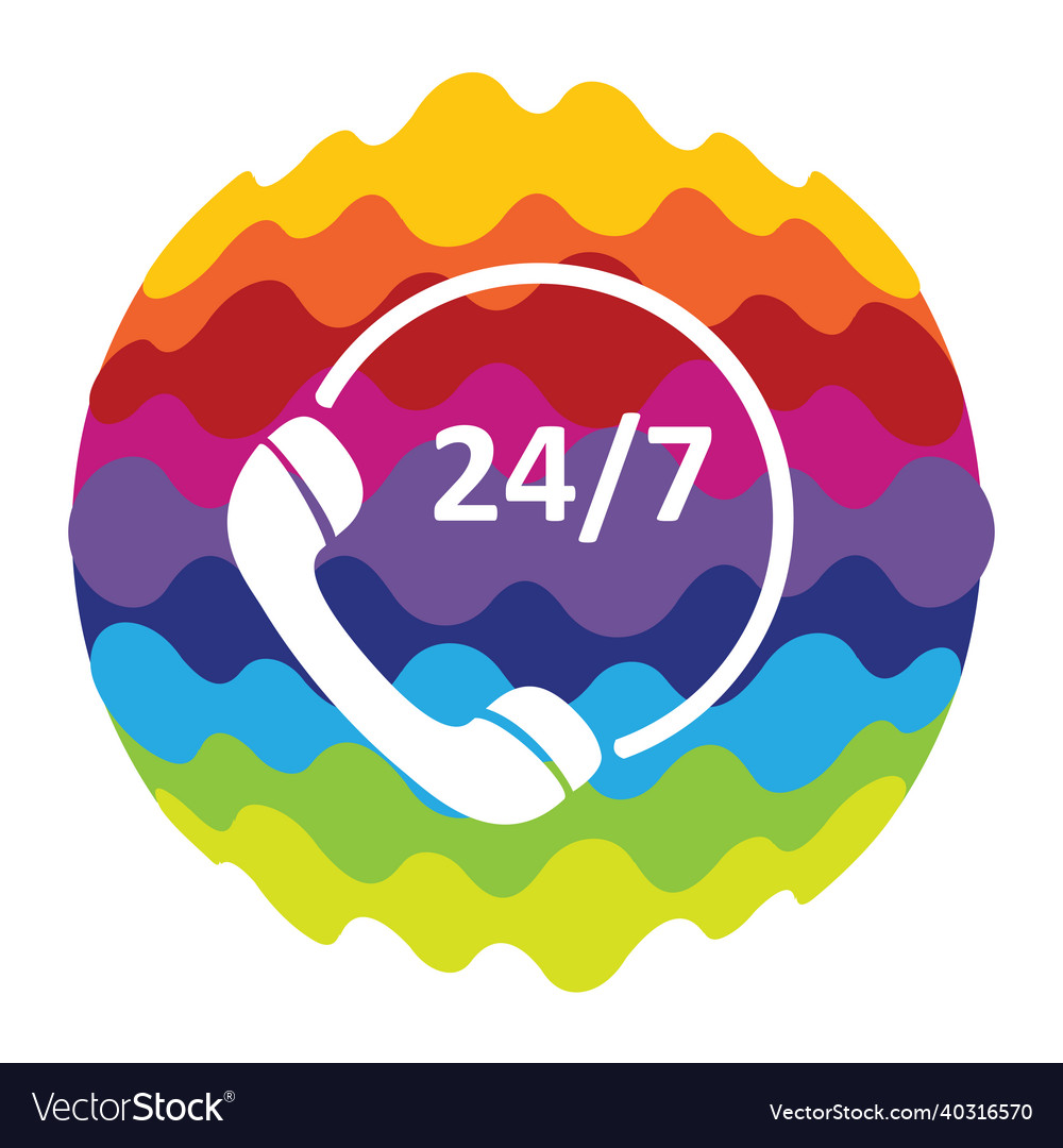 Customer service 24 7 rainbow color icon Vector Image