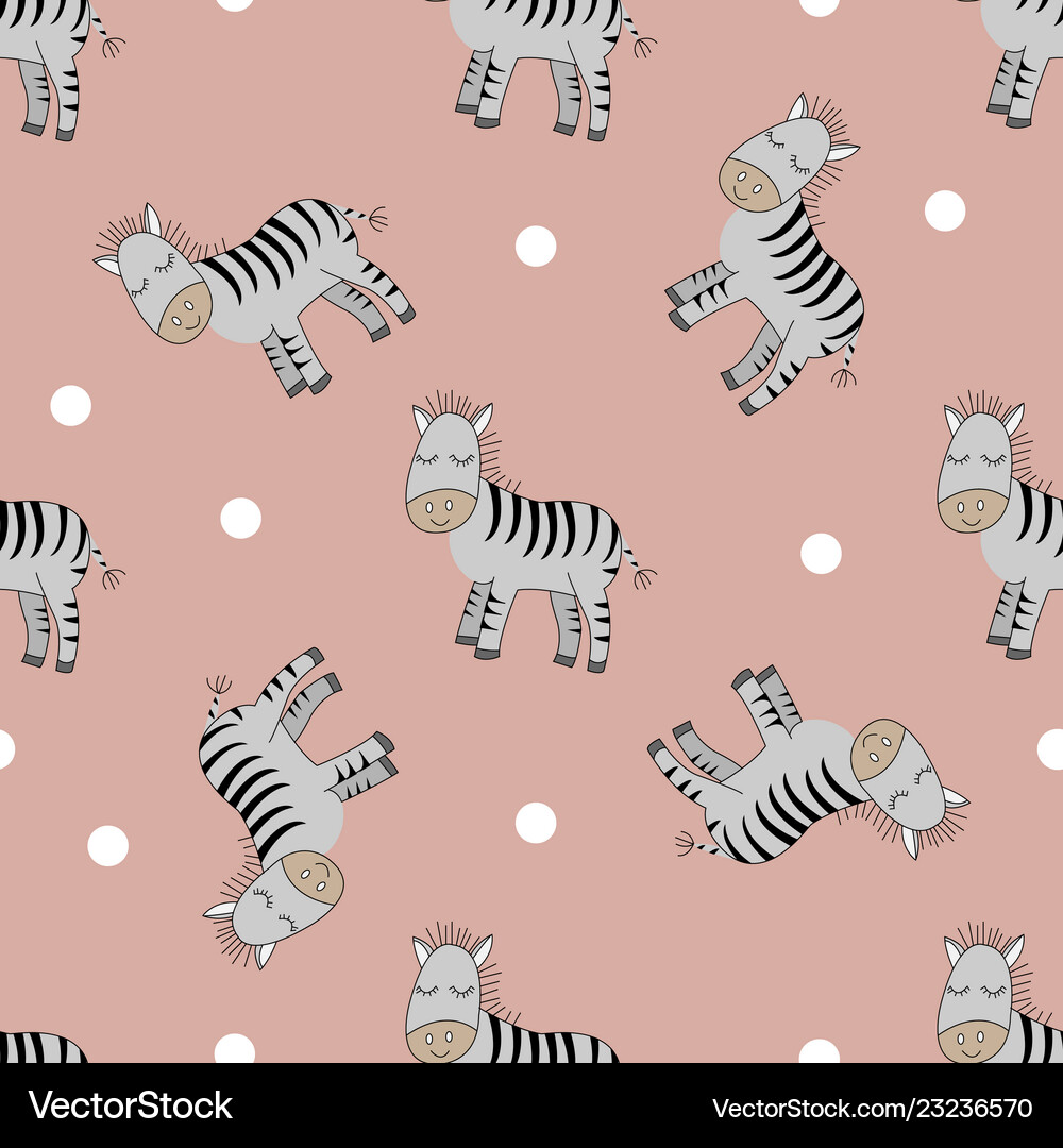 Cute zebras seamless pattern Royalty Free Vector Image
