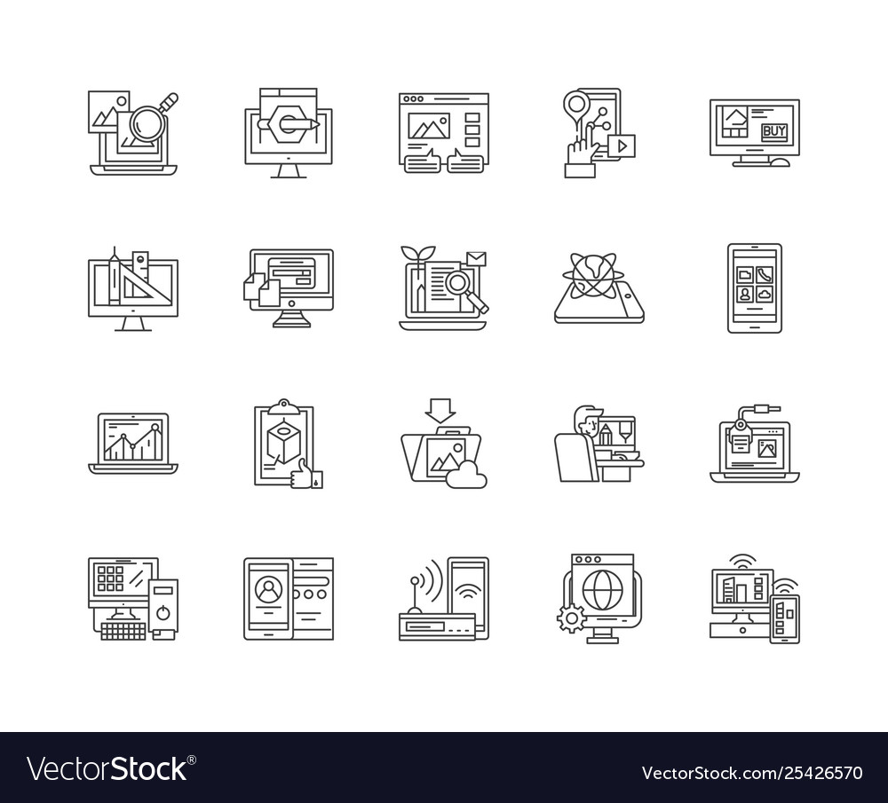 Data visualization line icons signs set vector image Data visualization line icons signs set