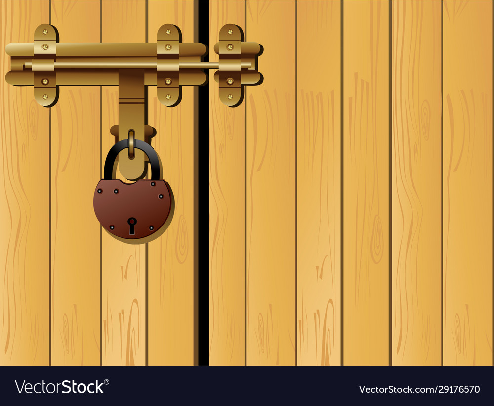 Doors locked with traditional padlock Royalty Free Vector