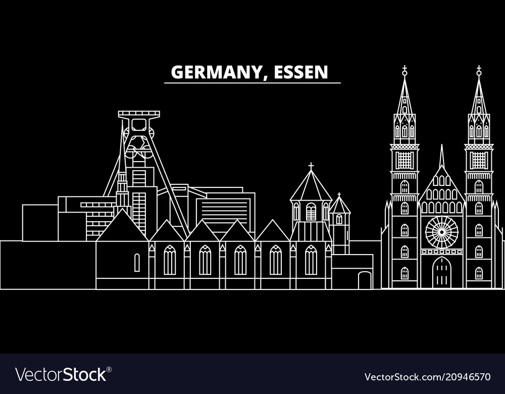 Essen silhouette skyline germany vector image Essen silhouette skyline germany