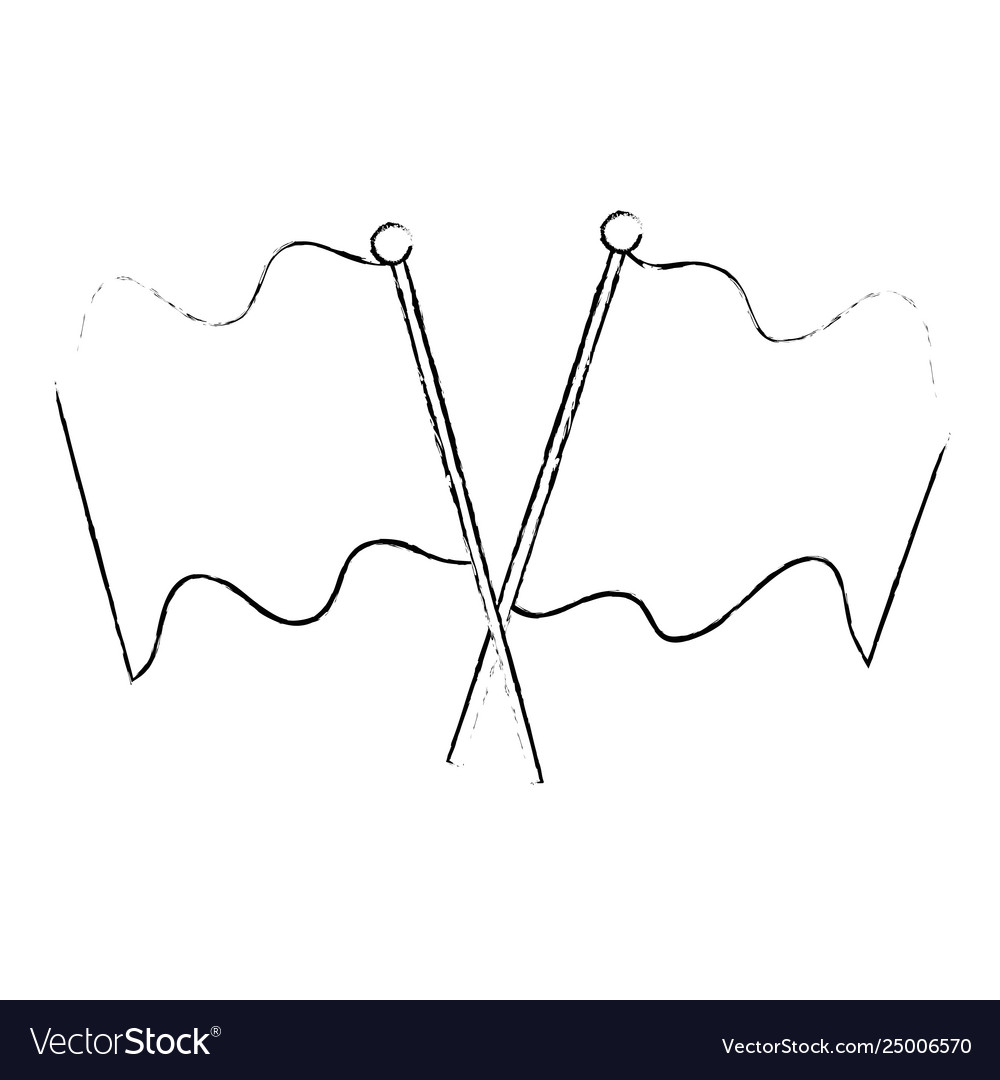 Flags crossed in pole isolated icon