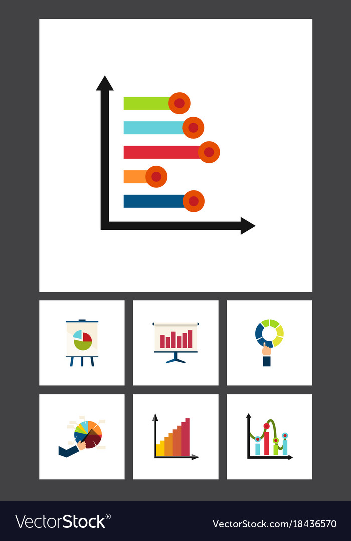 Flat icon graph set of chart infographic pie bar