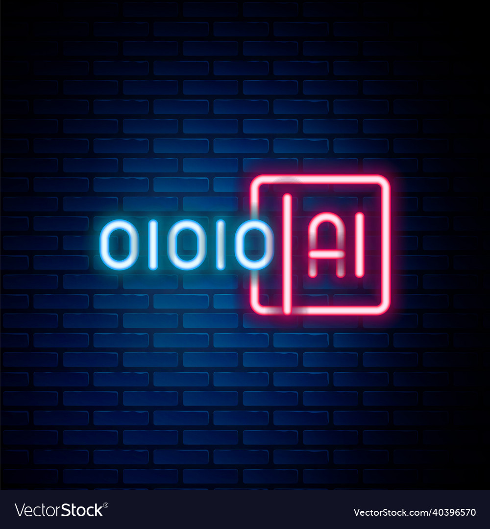 Glowing neon line binary code icon isolated vector image Glowing neon line binary code icon isolated