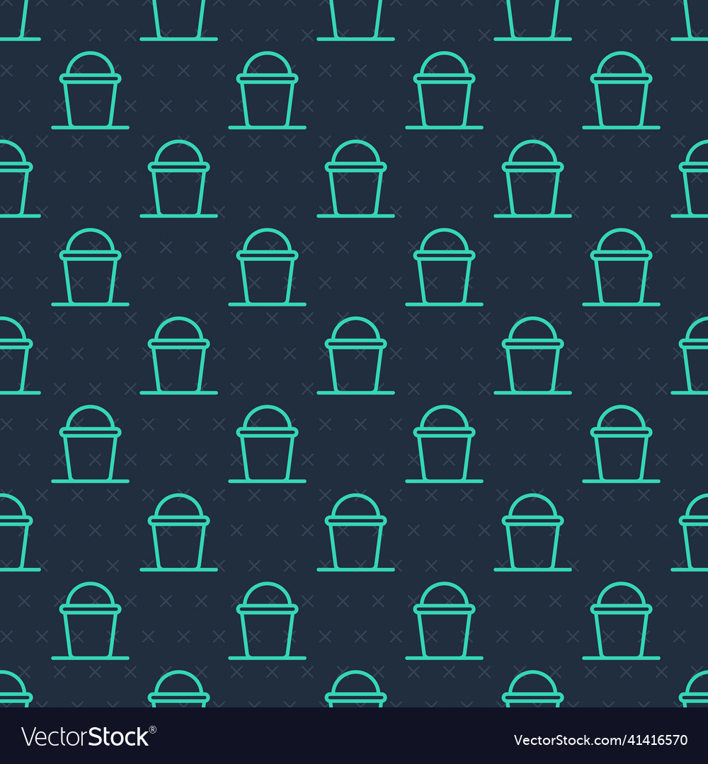 Green line bucket icon isolated seamless pattern Vector Image Green line bucket icon isolated seamless pattern