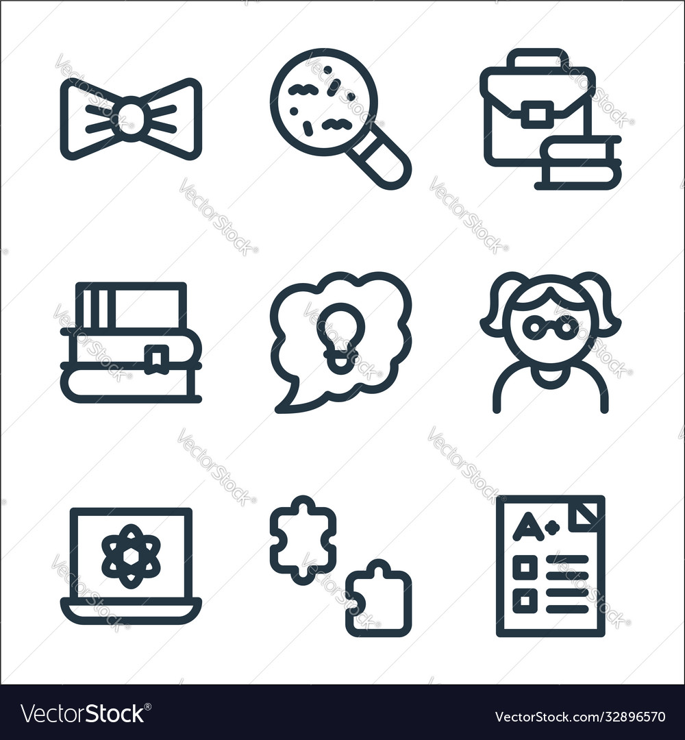 Nerd line icons linear set quality vector image Nerd line icons linear set quality