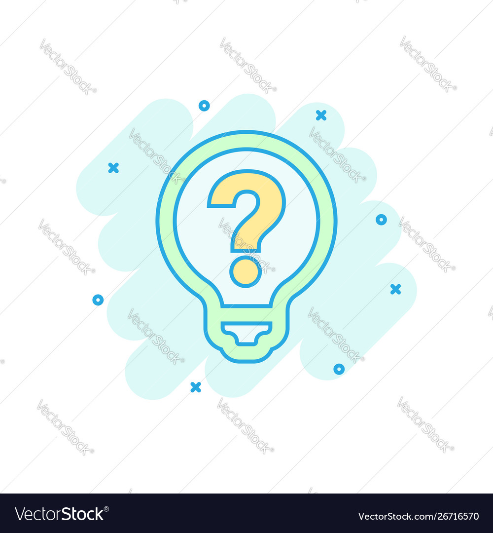 Problem solution icon in comic style light bulb vector image Problem solution icon in comic style light bulb