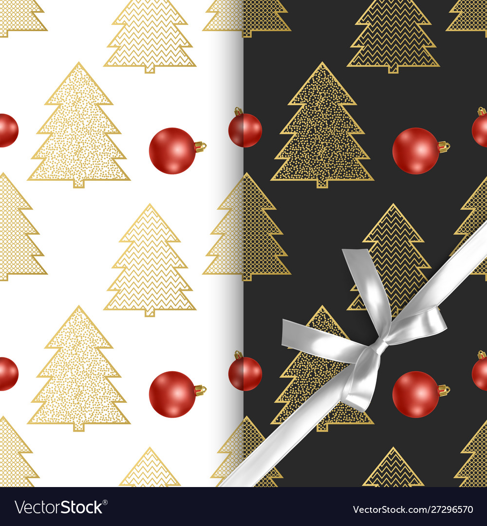 Seamless christmas patterns with trees