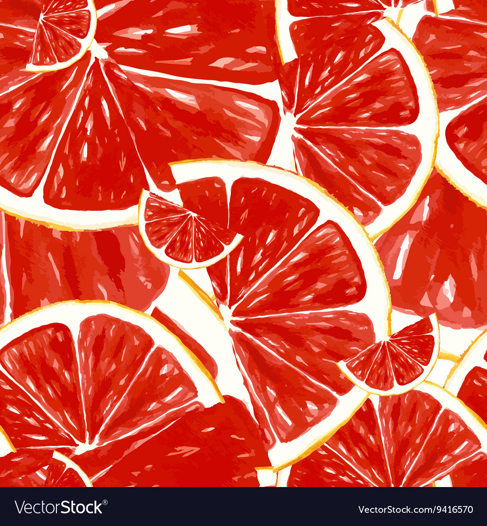 Seamless pattern fresh ripe slice of grapefruit