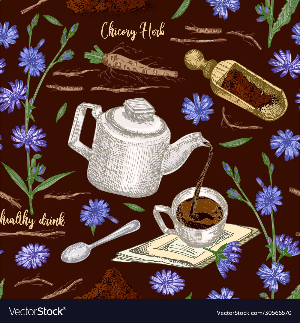 Seamless pattern with realistic botanical color vector image Seamless pattern with realistic botanical color