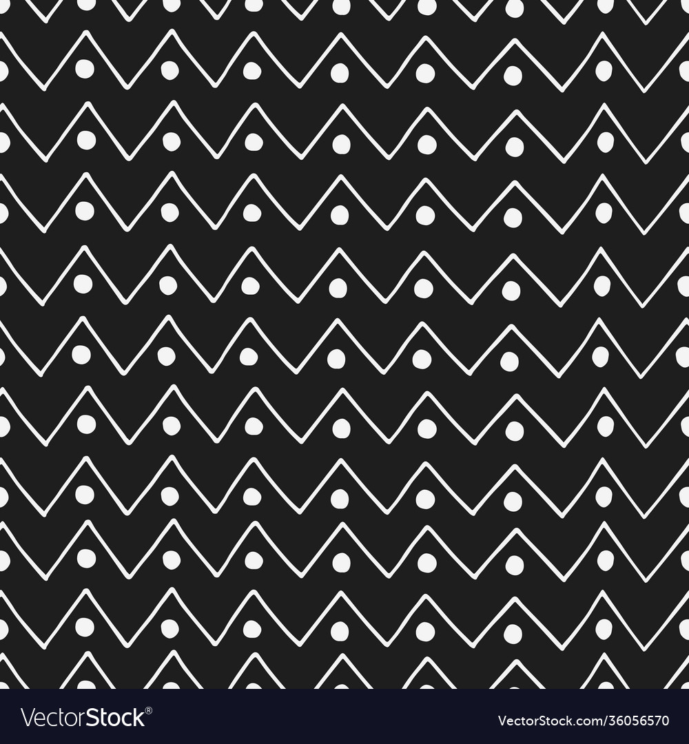 Seamless pattern with zig zag and circles vector image Seamless pattern with zig zag and circles