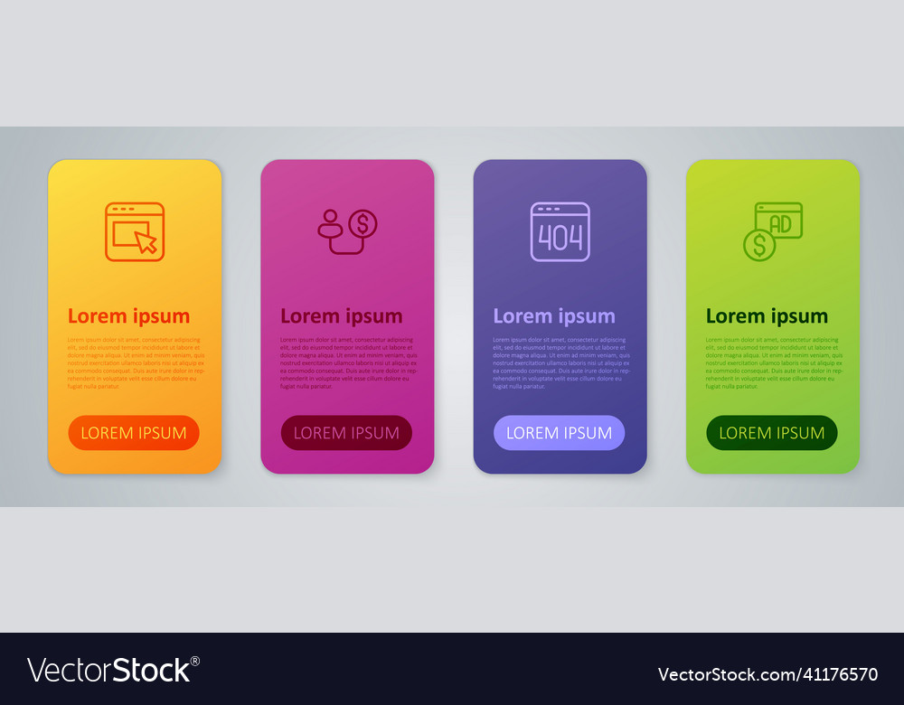 Set line page with a 404 error advertising vector image Set line page with a 404 error advertising