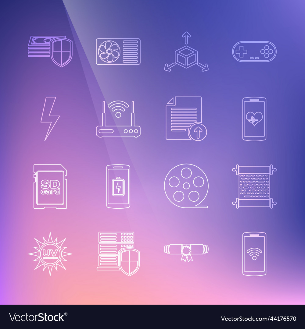 Set line smartphone with wireless paper scroll vector image Set line smartphone with wireless paper scroll