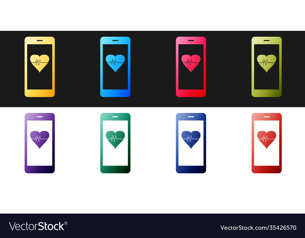 Set smartphone with heart rate monitor function Vector Image Set smartphone with heart rate monitor function