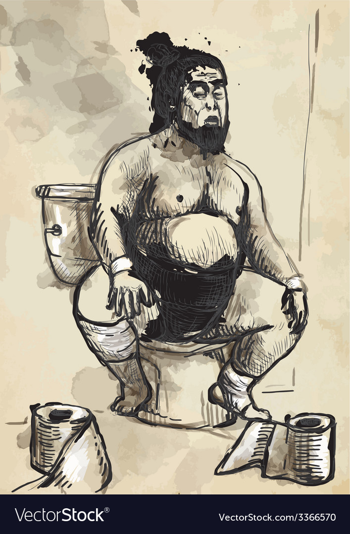 Sumo fighter on the toilet bowl - converted