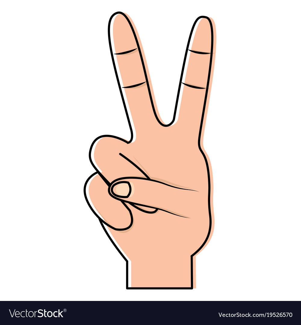 Two fingers up peace hand gesture icon image