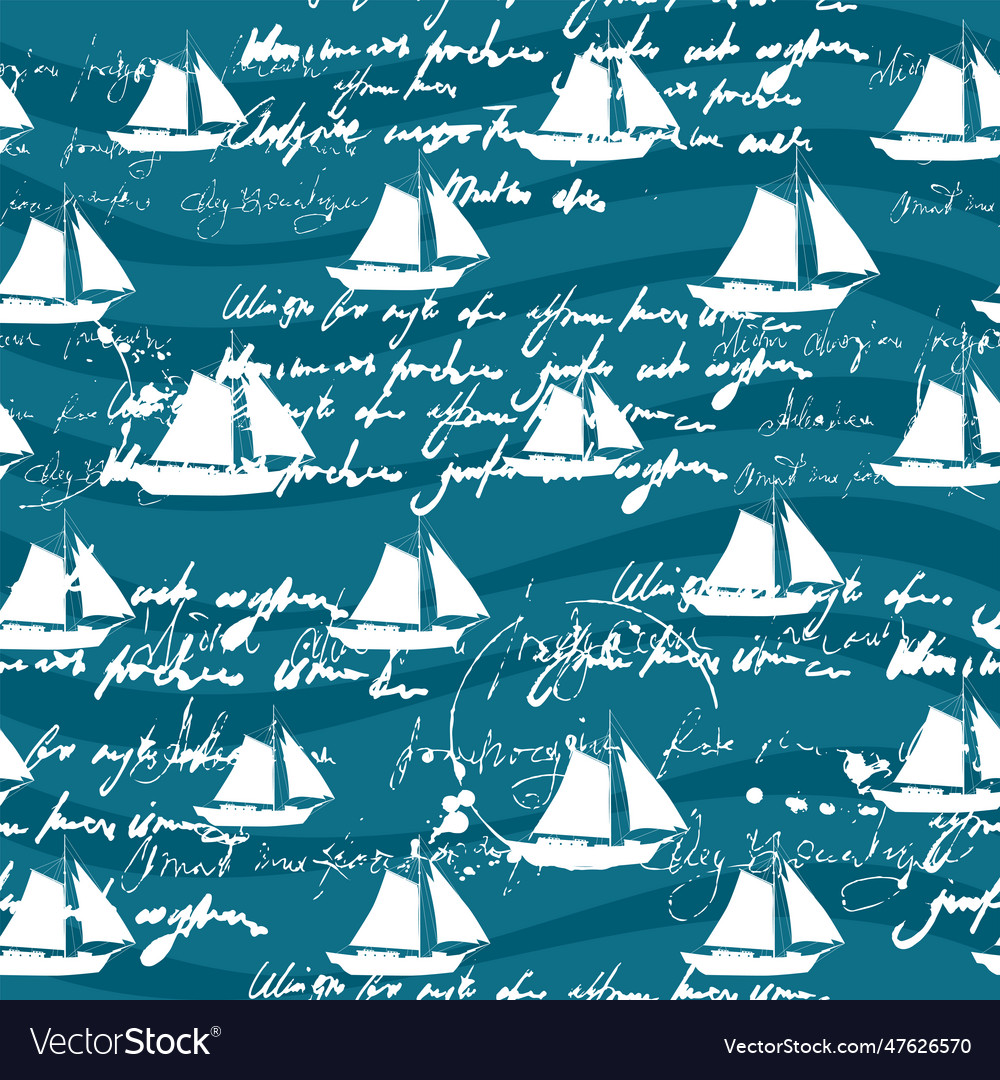 Yacht seamless pattern unreadable text