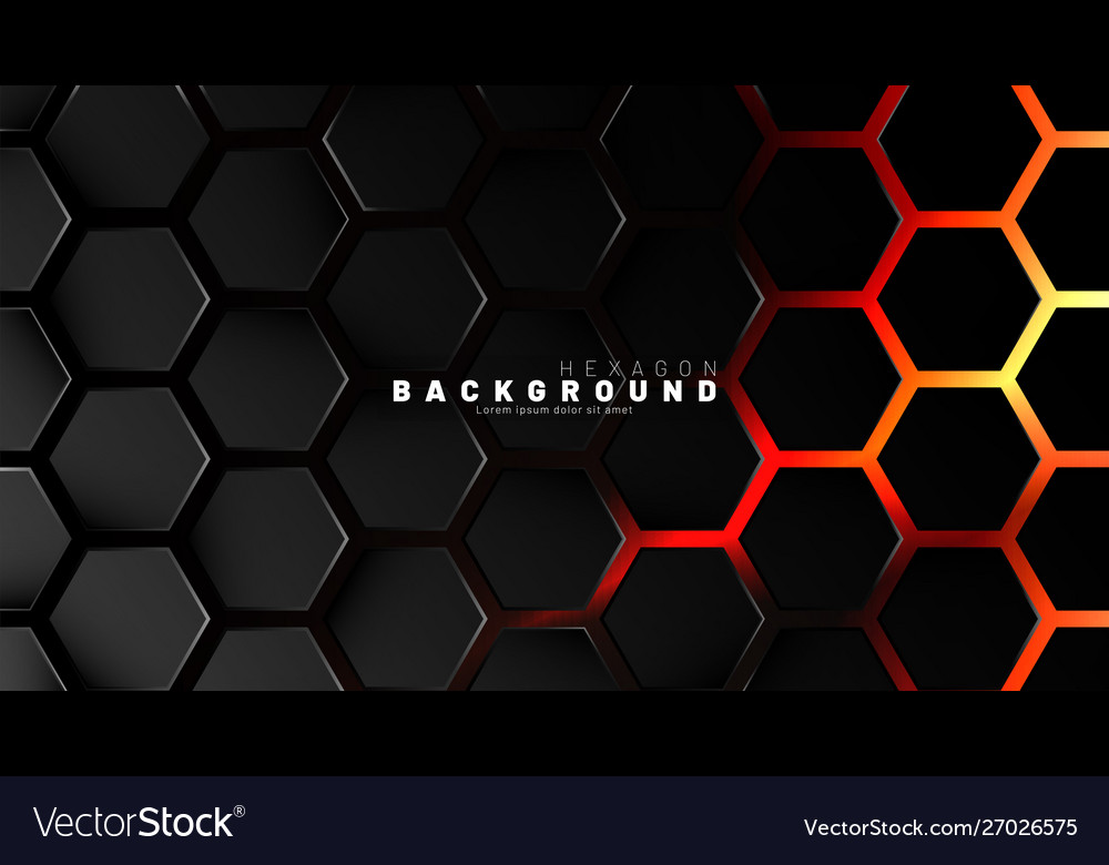 Abstract black hexagon pattern on neon gradient