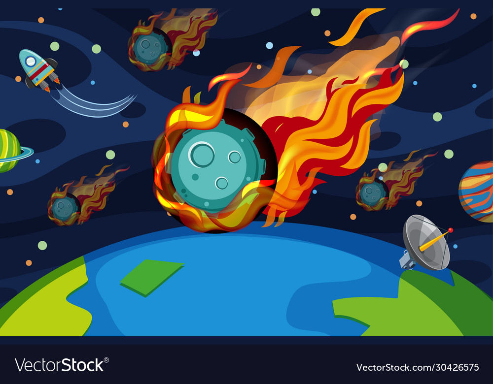 Background scene with asteroid flying in space vector image Background scene with asteroid flying in space