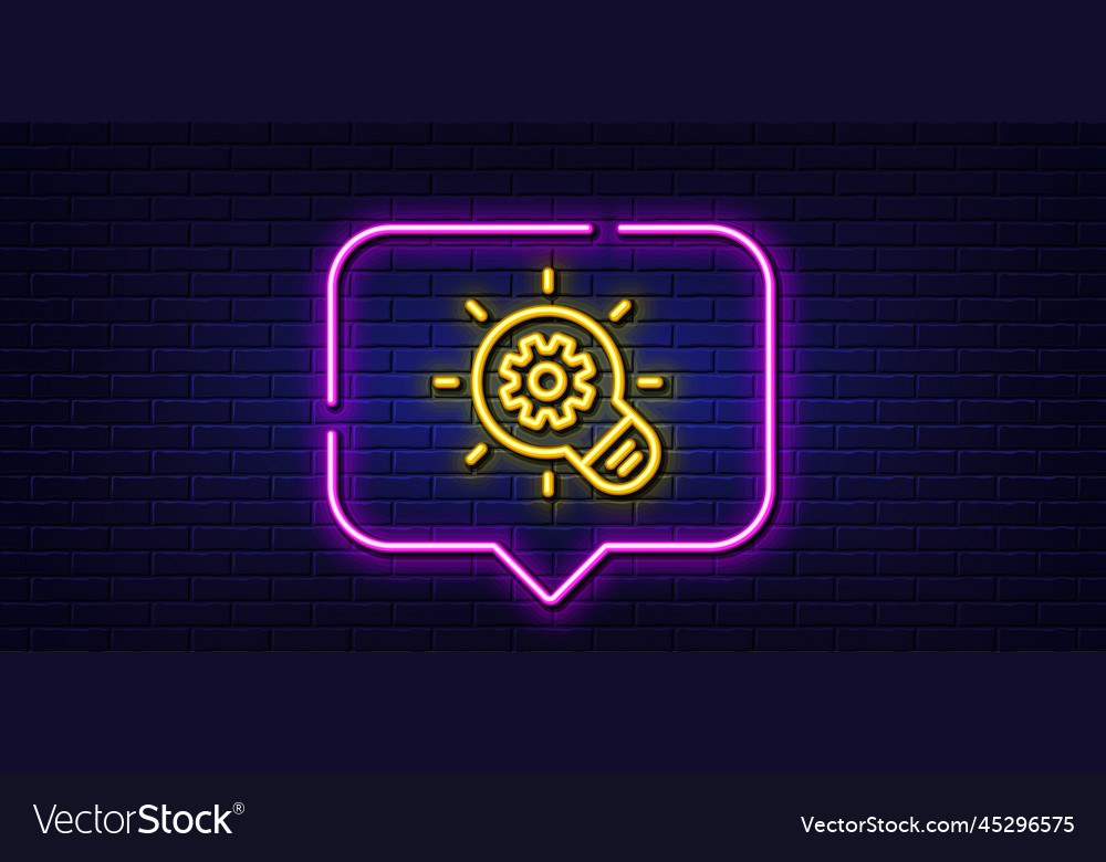 Cogwheel line icon engineering tool sign neon